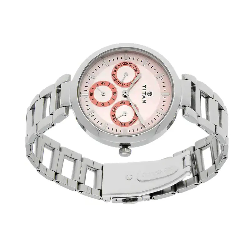 Titan Workwear Pink Window Dial Ladies Watch- 2480SM05